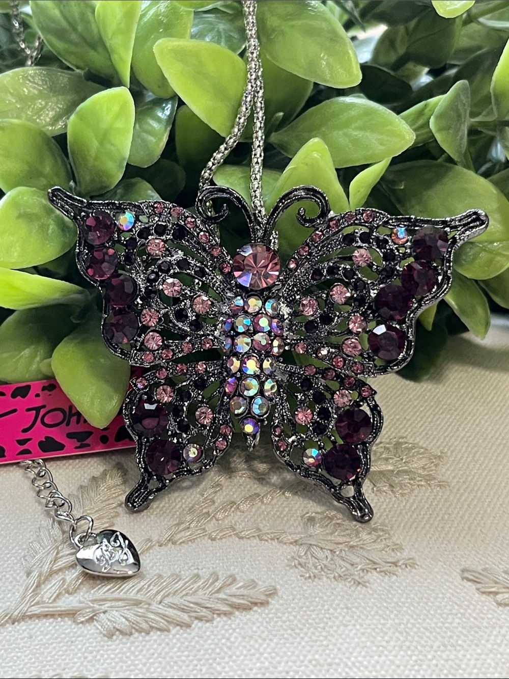 Betsey Johnson  Crystal Rhinestone Butterfly Pendant Necklace - ⭐️🆕⭐️